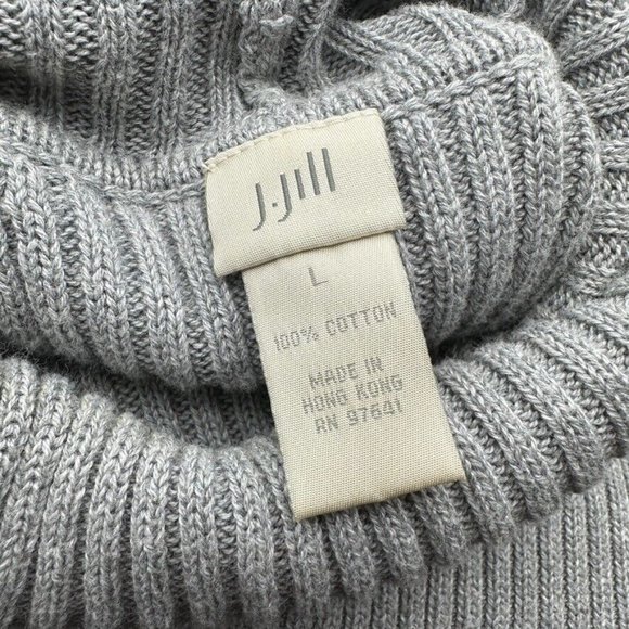 J Jill Womens Long Sleeve‎ Grey Turtleneck Ribbed Cotton Knit Sweater Size Large - Picture 4 of 4